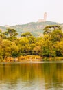 Chengde imperial summer resort scene-Foot bridge and Club Peak